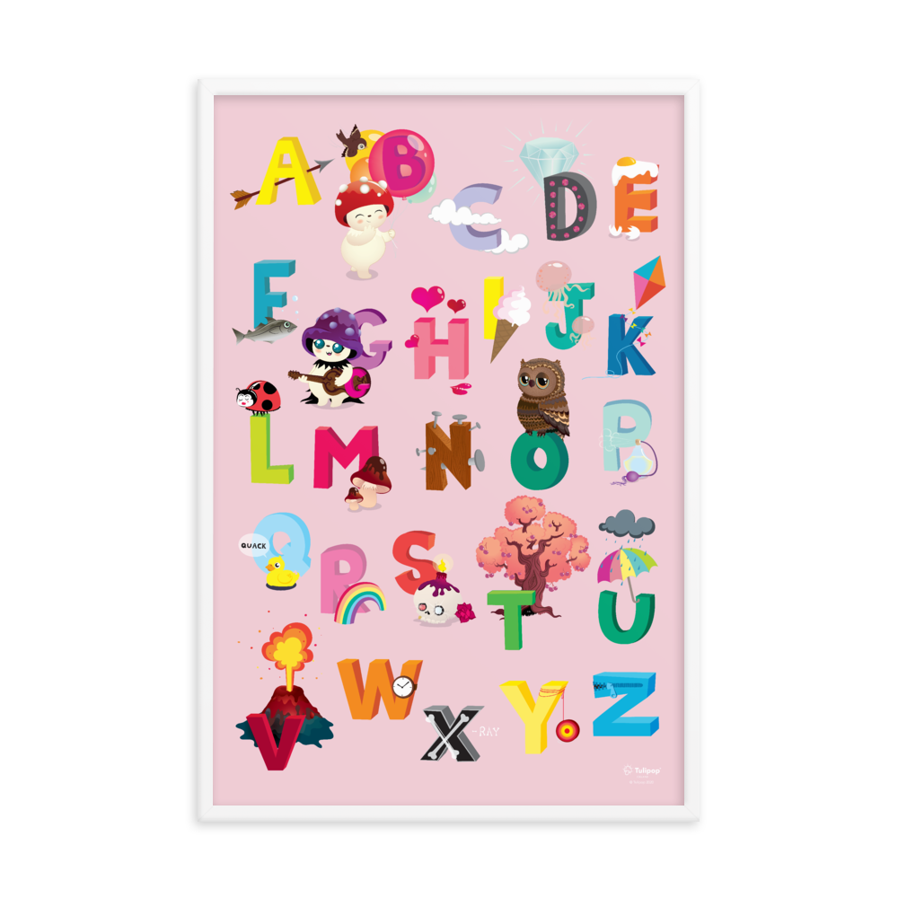 Poster ABC rosa incorniciato