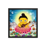 Framed vintage Buddha poster