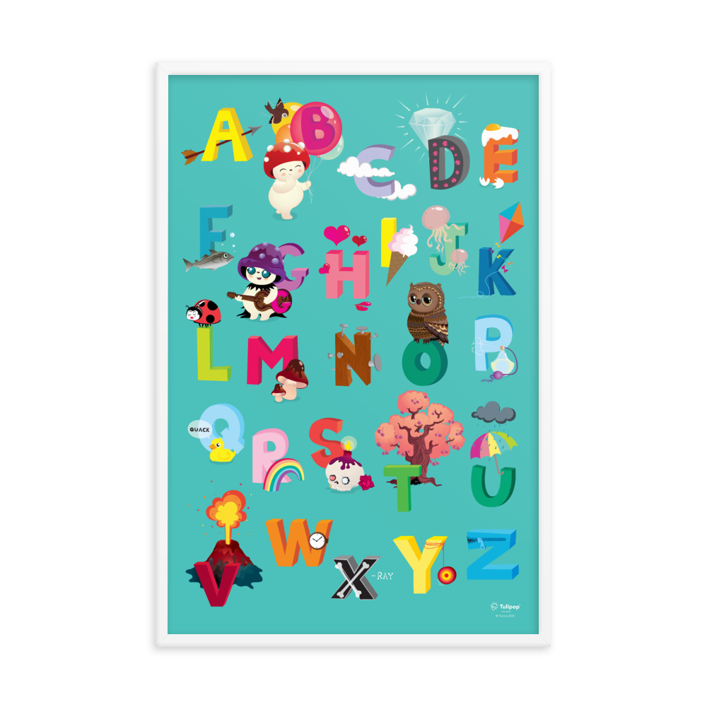 Poster ABC turchese incorniciato