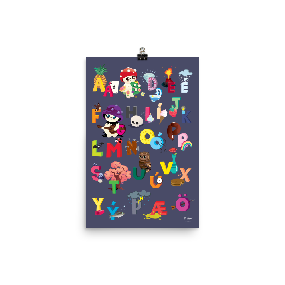 Icelandic ABC Poster Grey