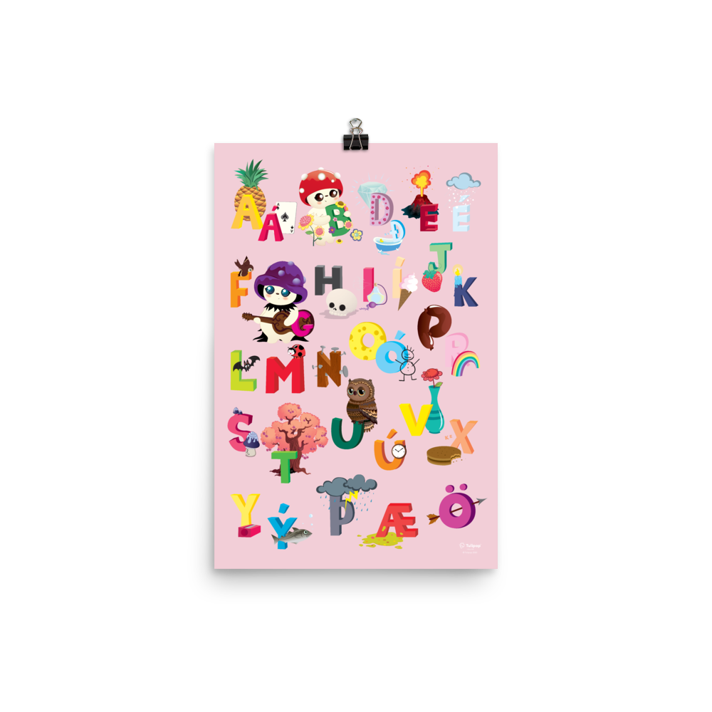 Icelandic ABC Poster Pink
