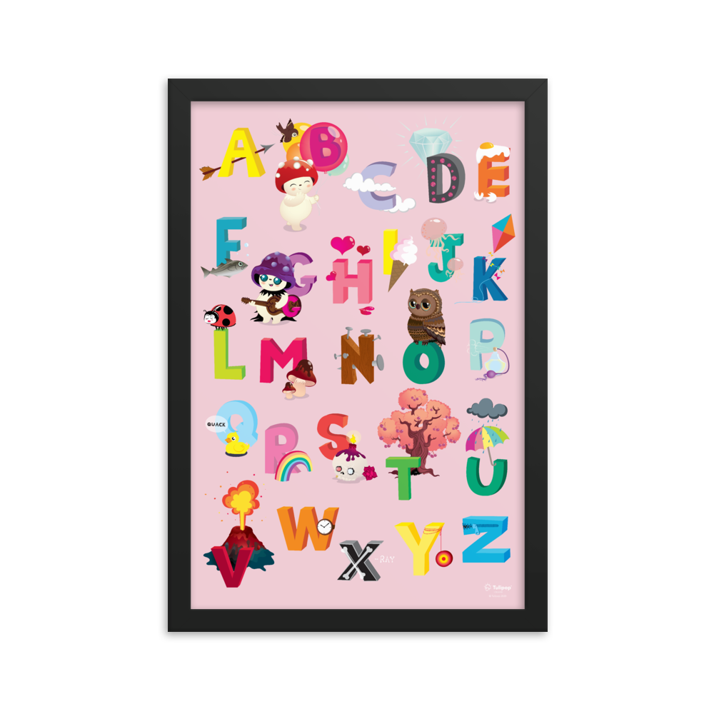 Poster ABC rosa incorniciato
