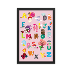 Framed Pink ABC poster