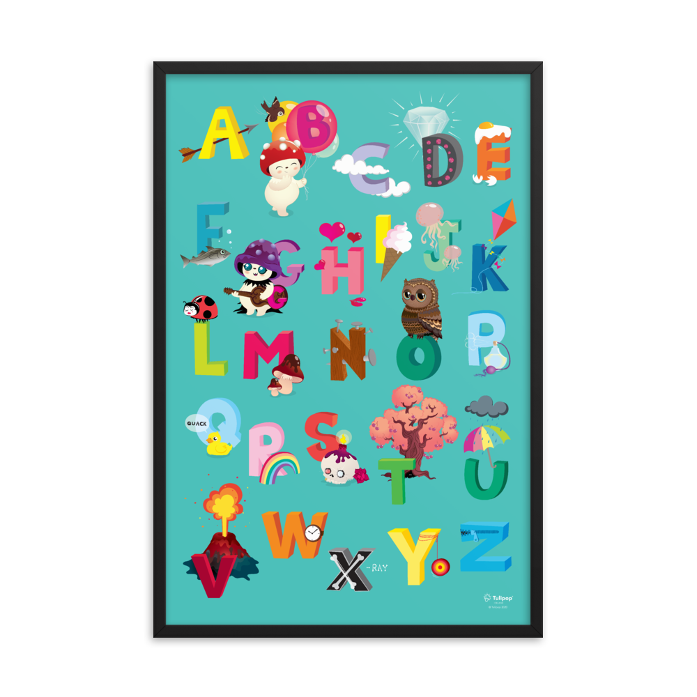Poster ABC turchese incorniciato