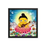 Framed vintage Buddha poster