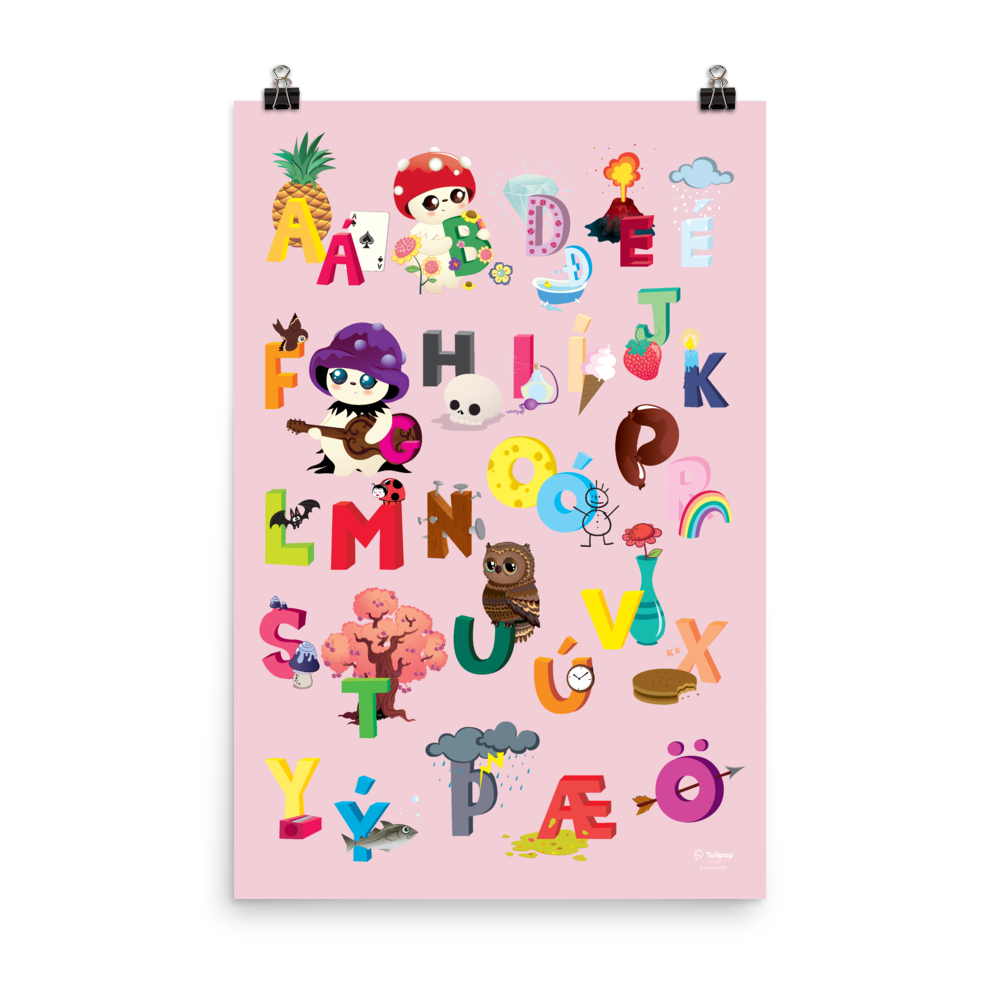 Icelandic ABC Poster Pink