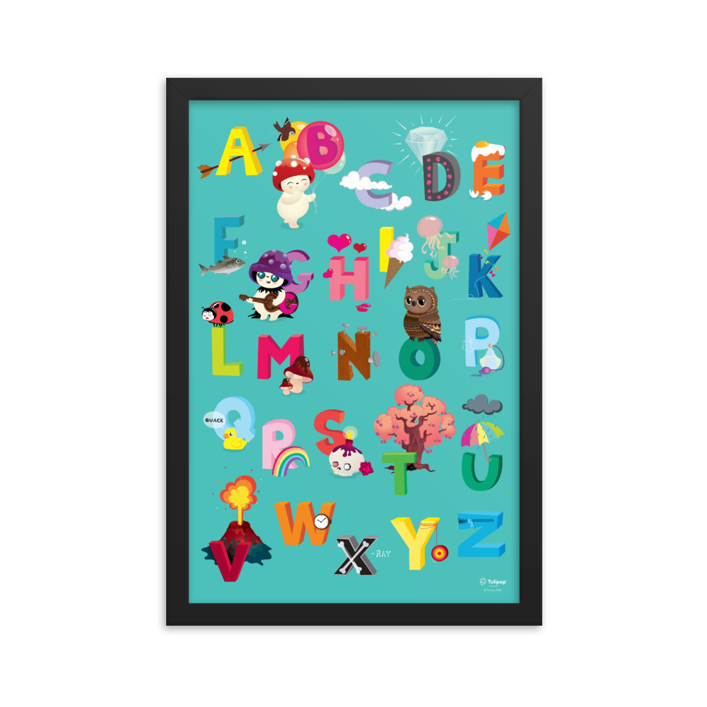 Poster ABC turchese incorniciato