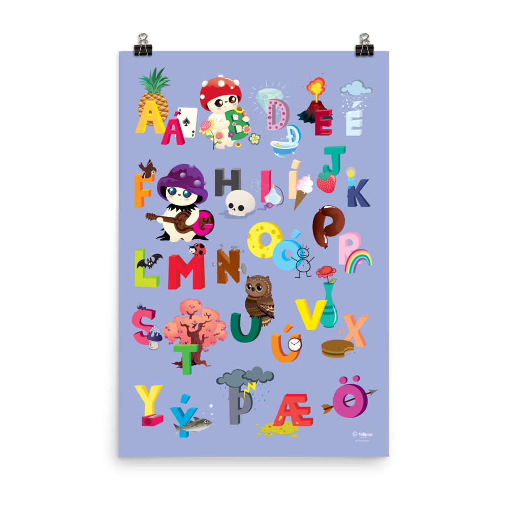 Icelandic ABC Poster Purple