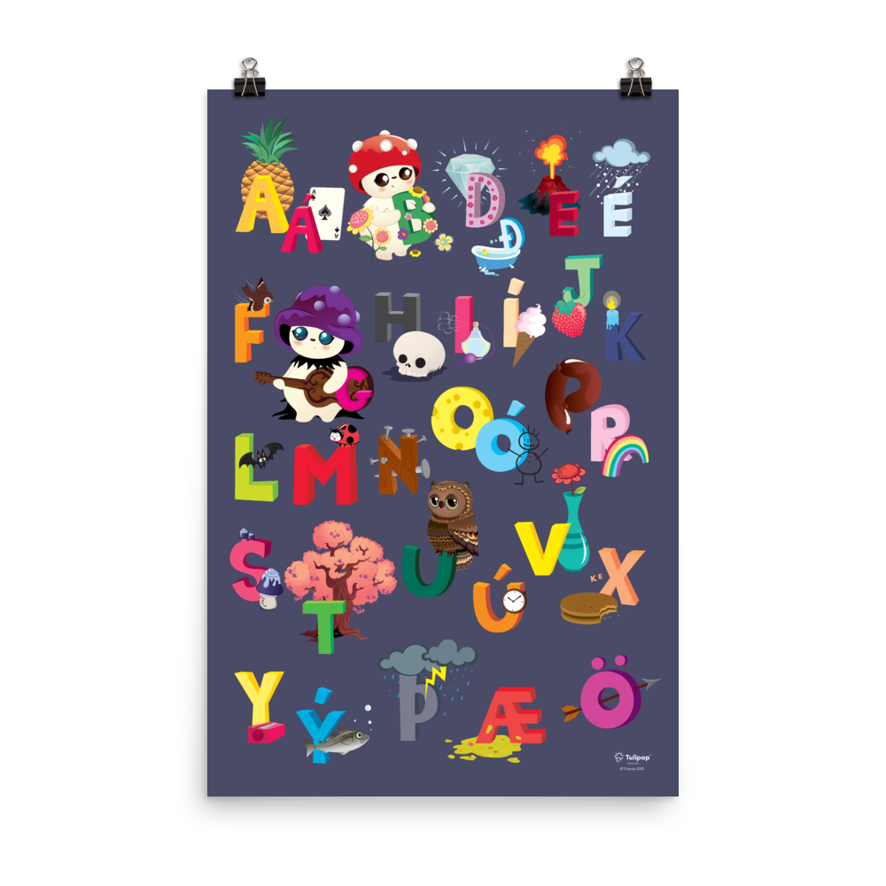 Icelandic ABC Poster Grey