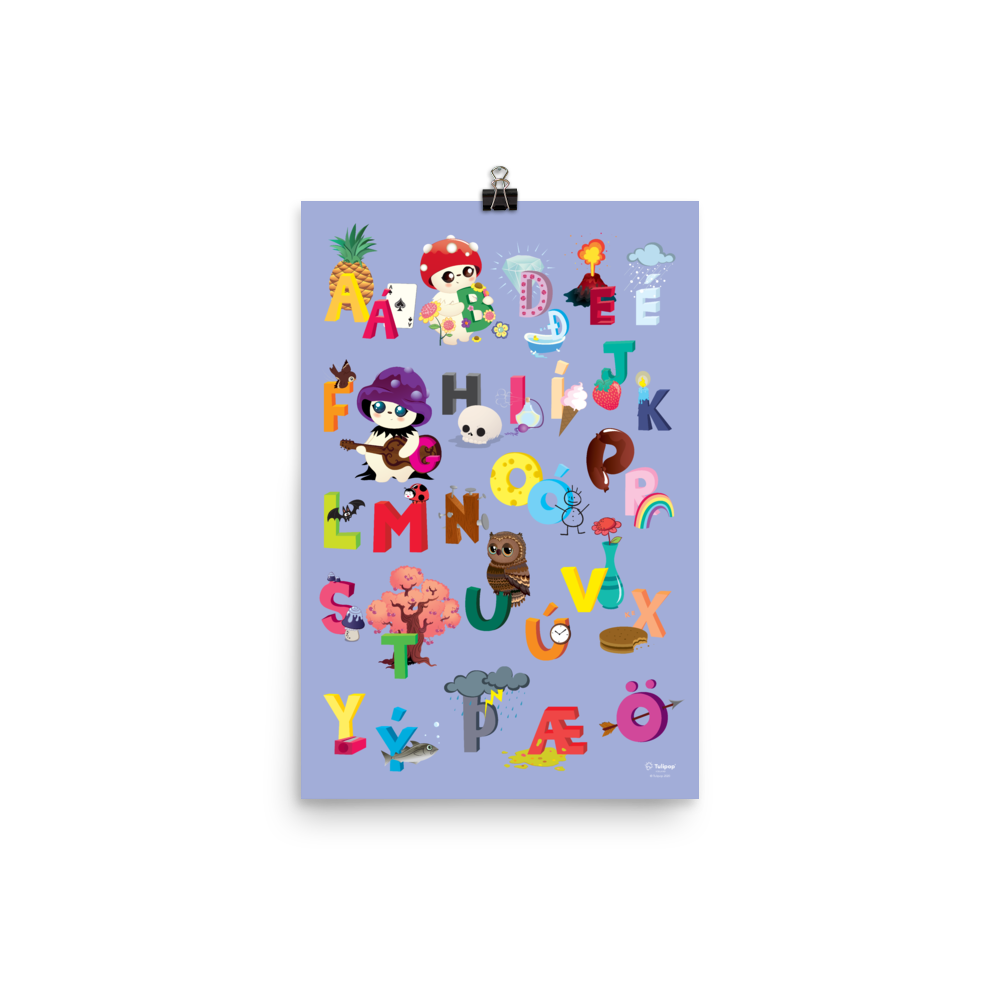 Icelandic ABC Poster Purple