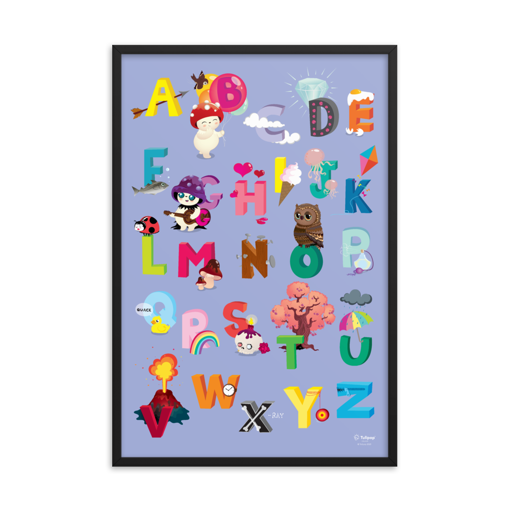 Framed Purple ABC poster