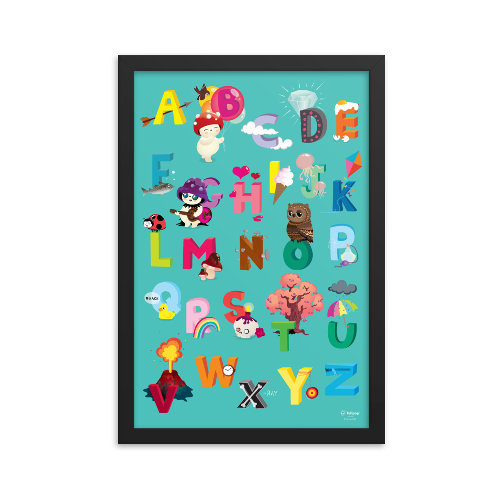 Framed ABC Turquoise poster